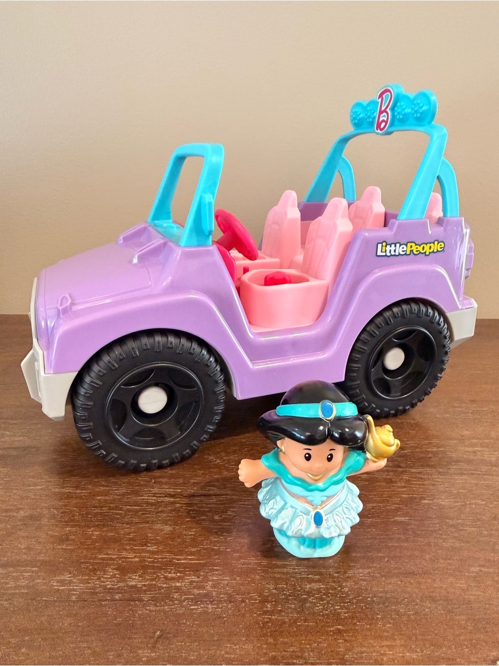 Fisher Price Little People Princess Jasmine and Barbie Beach Cruiser Jeep